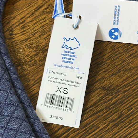 NWT Southern Tide long Sleeve Mellie MockNeck Sweatshirt in Nautical Nacy - XS - Picture 3 of 9